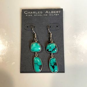 Charles Albert turquoise earring. Only worn twice, fine sterling silver,